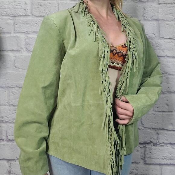 Dialogue suede leather fringe jacket - Picture 1 of 9